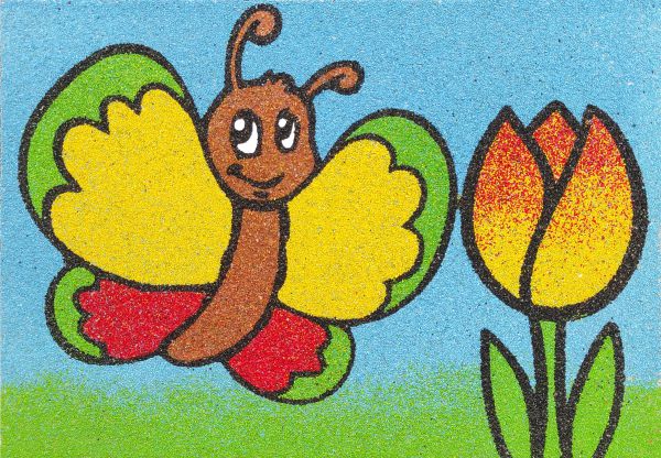 Pillangó tulipánnal homokkép-ugyeske.hu-homokkepek-homokrajzok