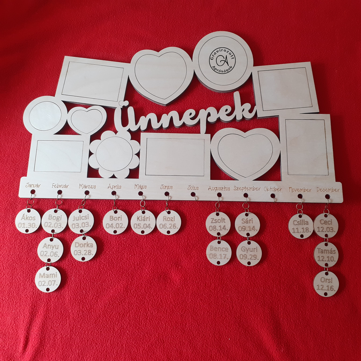 Fényképes naptár - Ünnepek felirattal