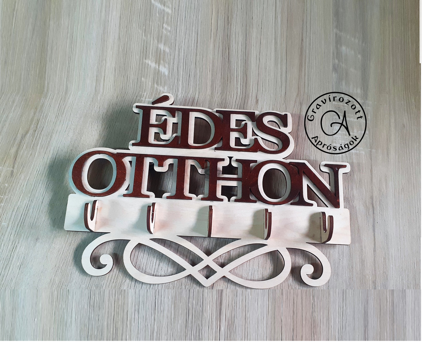 Édes otthon feliratú fali kulcstartó