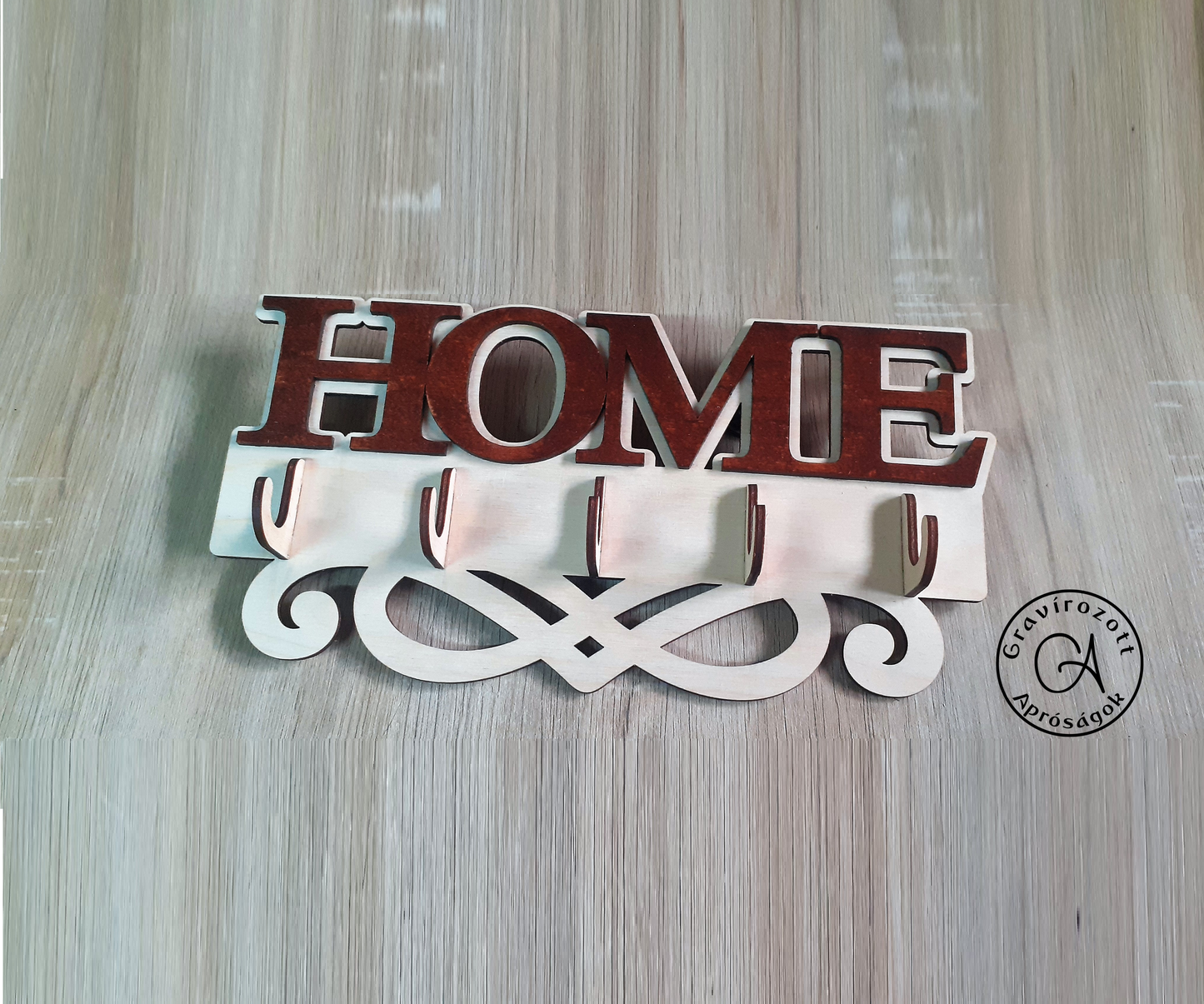 Home feliratú fali kulcstartó