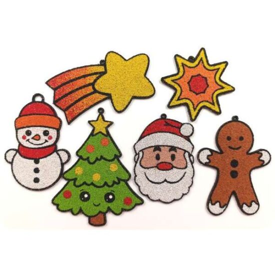 Karácsonyfa díszek fa képek 6db