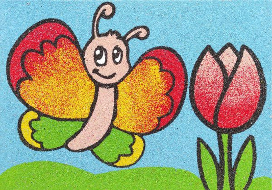 Pillangó tulipánnal homokkép-ugyeske.hu-homokkepek-homokrajzok